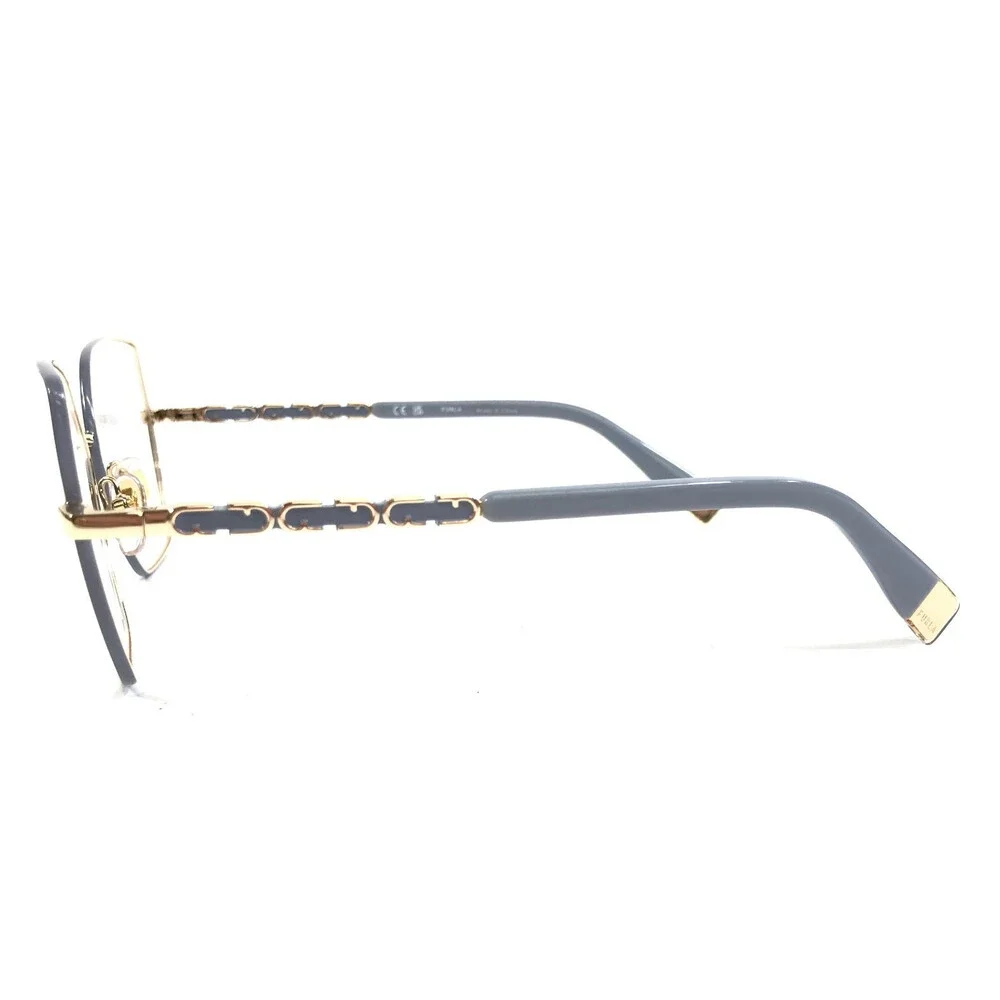 Furla Eyeglasses Frames VFU835 COL.0E91 Blue Gold Butterfly Wire Rim 54-16-140